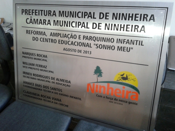 Placa em a�o inoxid�vel