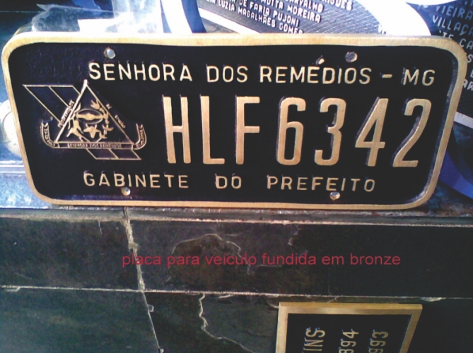 PLACA DE VEICULO DE BRONZE