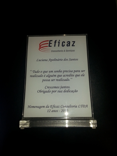 PLACA DE HOMENAGEM EM ACRILICO