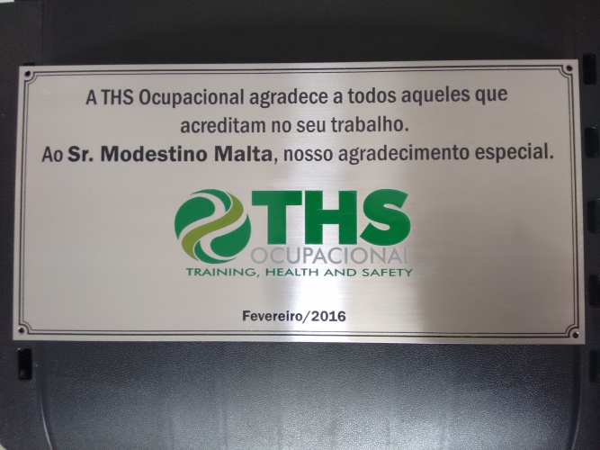 PLACA EM ACO GRAVADO