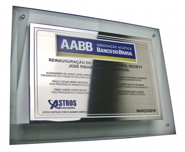 PLACA EM ACO INOX IMPRESSAO UV
