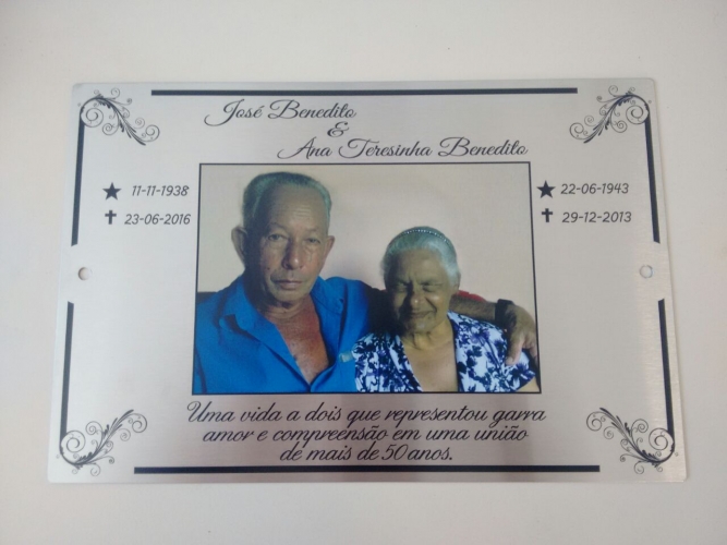 PLACA EM ACO INOX IMPRESSAO UV COM FOTO COLORIDA
