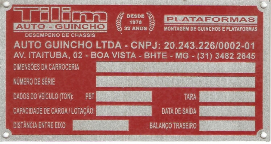 Etiqueta de alumÍnio gravado em alto e baixo relevo